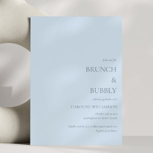 Convite Chá de Bebê Azul Suave e Espumante Brunch