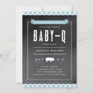 Convite Chá de bebê Baby BBQ Gingham misto