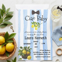 Chá de Bebê Baby Blue Listras Menino Limão Bebê