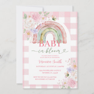 Convite Chá de Bebê Baby in Bloom Boho Arco-íris Rosa