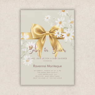Convite Chá de Bebê Baby in Bloom Chic Dourado Floral