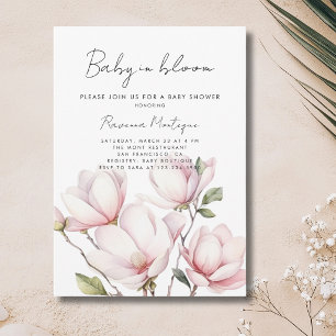 Convite Chá de Bebê Baby in Bloom Floral Blush Magnolia