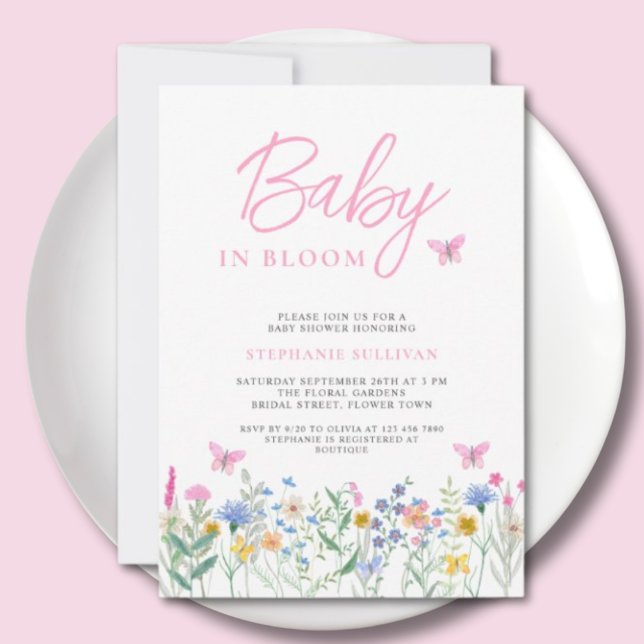 Convite Chá de Bebê Baby in Bloom Flores Silvestres Borbol (Criador carregado)