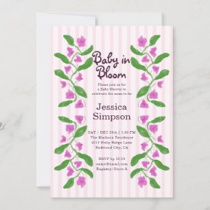 Convite Chá de Bebê Baby in Bloom Fofo Arte Nova Floral Ro
