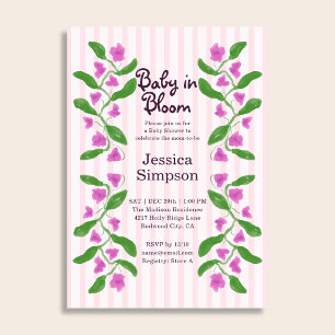 Convite Chá de Bebê Baby in Bloom Fofo Arte Nova Floral Ro