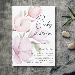 Convite Chá de Bebê Baby in Bloom Preppy Magnolia Flor