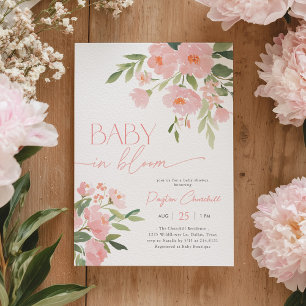 Convite Chá de Bebê Baby in Bloom Rosa Floral