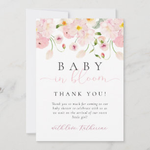 Convite Chá de Bebê Baby In Bloom Rosa Floral