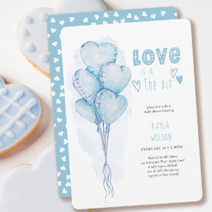 Convite Chá de Bebê Balões Coração Amor Aquarela