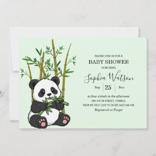 Convite Chá de Bebê Bamboo Mint Panda Fofinho