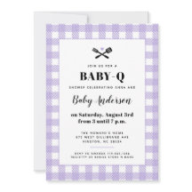 Chá de Bebê BBQ Xadrez Gingham Lilás Suave