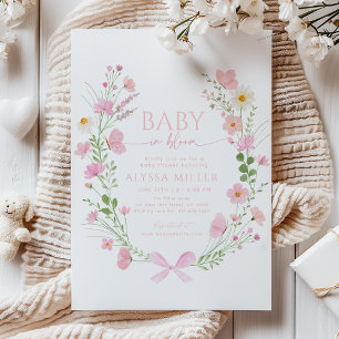 Convite Chá de Bebê Bebê em Flor Rosa Pêssego Flor Silvest