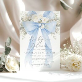 Convite Chá de Bebê Bebê em Floral Azul