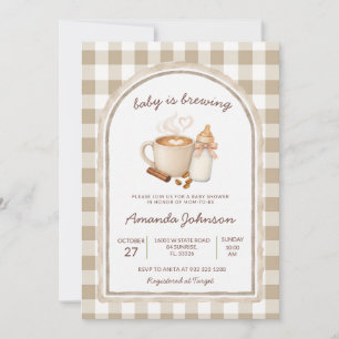 Convite Chá de Bebê: Bebê está Preparando Café