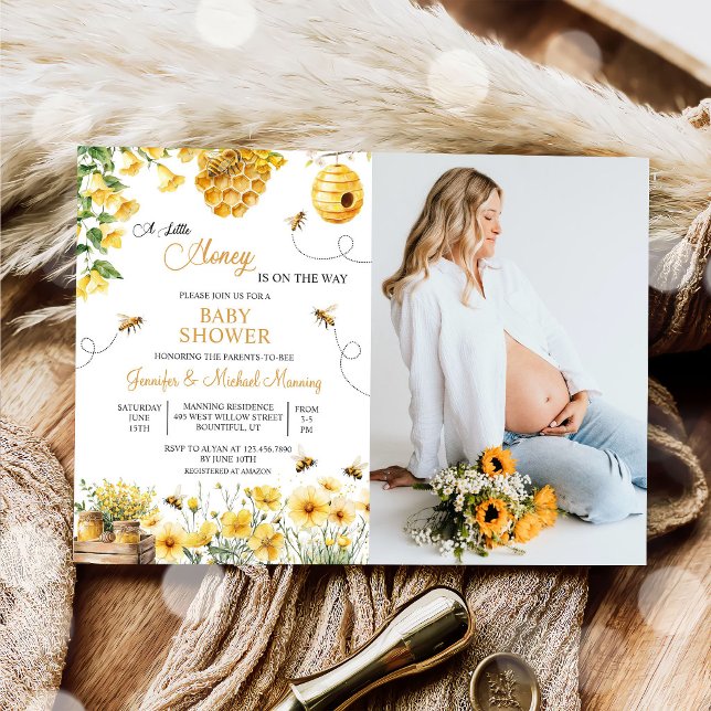 Convite Chá de Bebê Bee A Little Honey está a Caminho (Criador carregado)