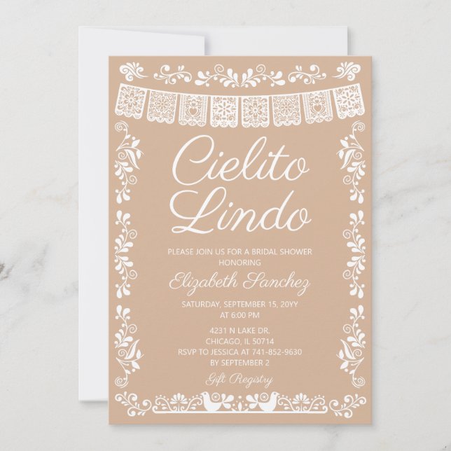 Convite Chá de Bebê Beige Cielito Lindo (Frente)
