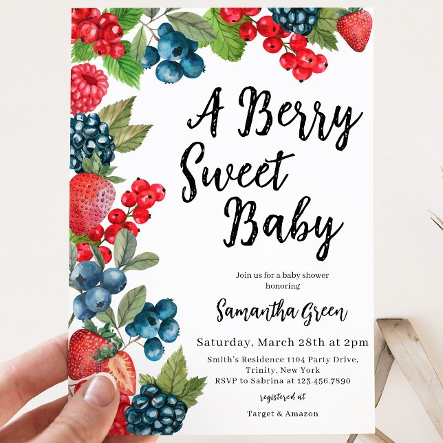 Convite Chá de Bebê Berry Sweet Baby on the Way (Criador carregado)