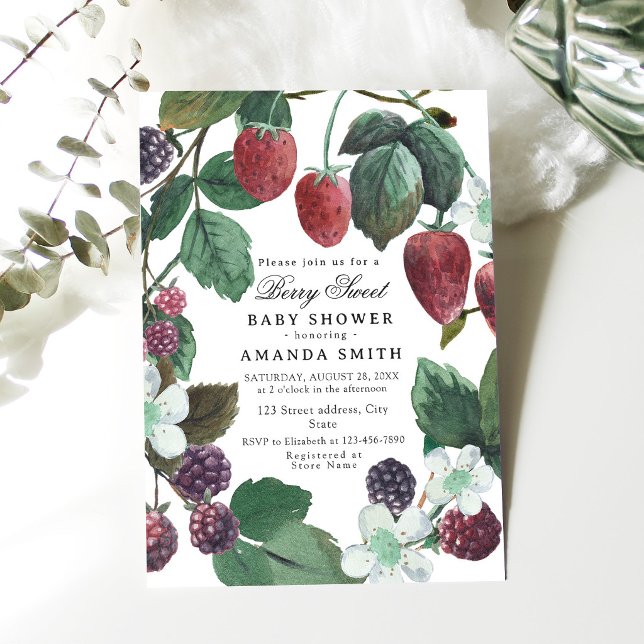 Convite Chá de Bebê Berry Sweet de Amora e Morango (Criador carregado)