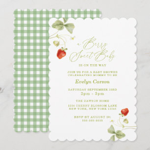 Convite Chá de Bebê Berry Sweet Gingham Cottagecore