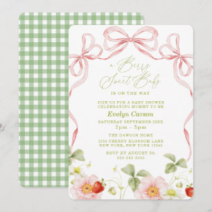 Convite Chá de Bebê Berry Sweet Gingham Cottagecore