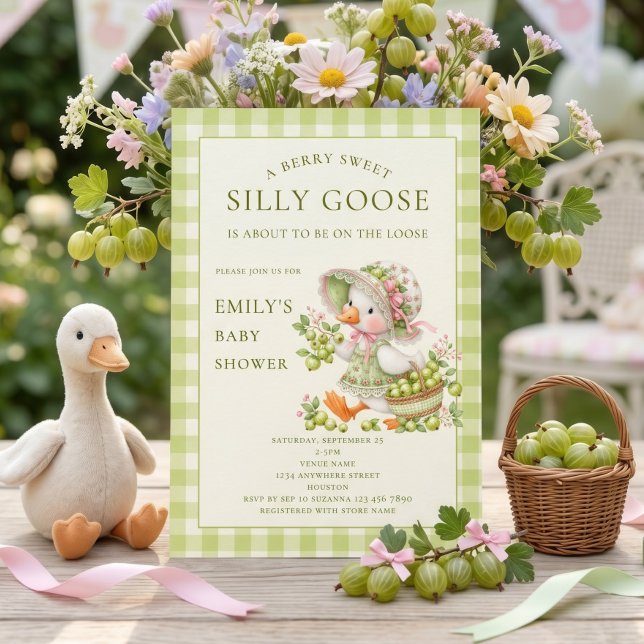 Convite Chá de Bebê Berry Sweet Silly Goose Gooseberry (Criador carregado)