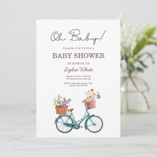 Convite Chá de bebê bicicleta chá de bebê floral bebê 