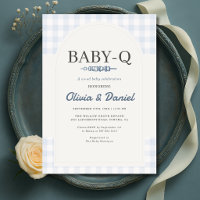 Chá de Bebê Blue Gingham Plaid BBQ Baby-Q