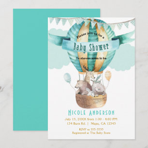 Convite Chá de Bebê Boho Aquarela Aventura Animal