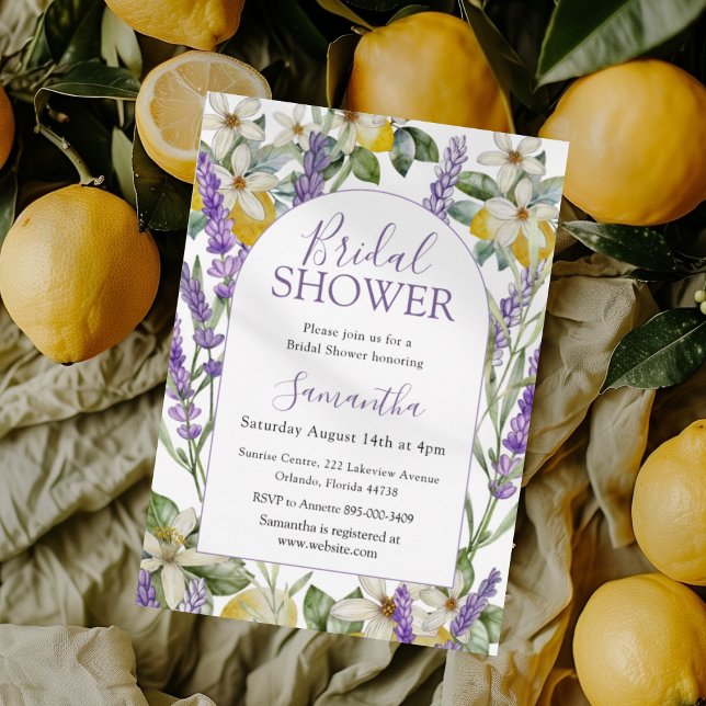 Convite Chá de Bebê Boho Aquarela Limão & Lavanda (Criador carregado)