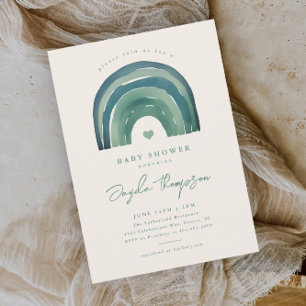 Convite Chá de Bebê Boho Arco-Íris Verde Sage