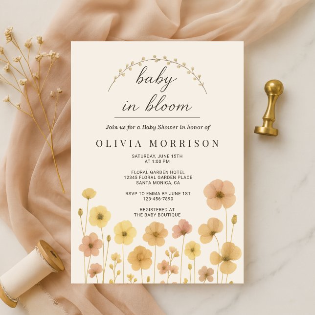 Convite Chá de Bebê Boho Baby In Bloom (Criador carregado)