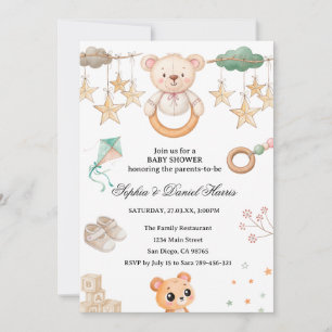 Convite Chá de Bebê Boho Bear