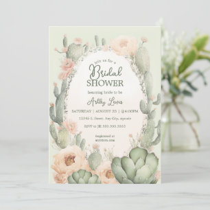 Convite Chá de Bebê Boho Cactus floral Sudoeste