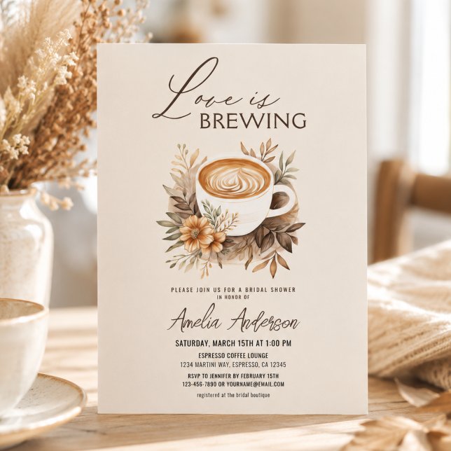 Convite Chá de Bebê Boho Chic Amor de Café para Noiva (Criador carregado)