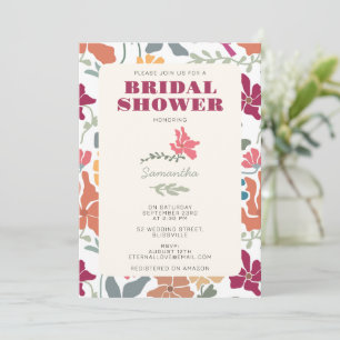 Convite Chá de Bebê Boho Chic Floral Retro Meados do Sécul
