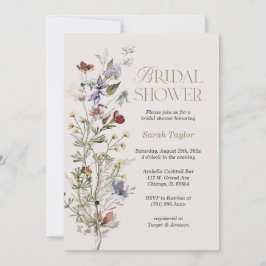 Convite Chá de Bebê Boho com Flores Silvestres em Aquarela