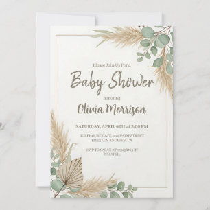 Convite Chá de Bebê Boho com Grama das Pampas