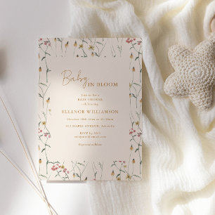 Convite Chá de Bebê Boho de Bebê em Flor de Campo Selvagem