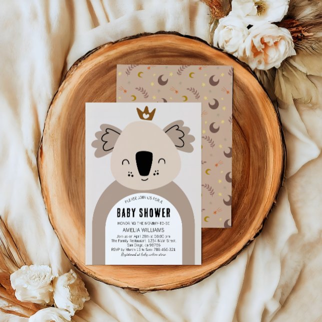 Convite Chá de Bebê Boho de Coala Neutro Fofo (Criador carregado)