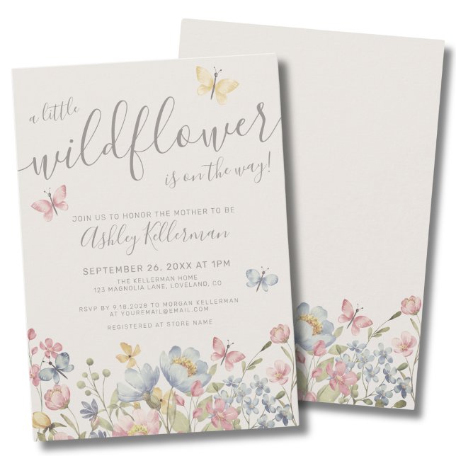 Convite Chá de Bebê Boho de Flores Silvestres (Wildflower Boho Baby Shower Invitation)