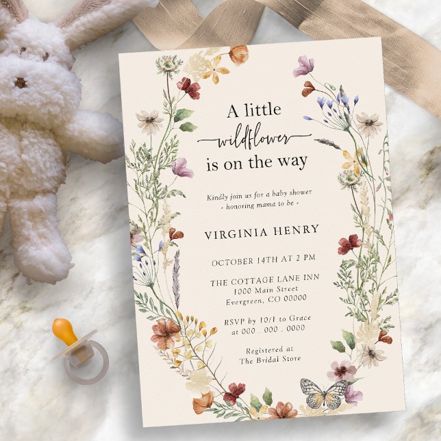 Convite Chá de Bebê Boho de Flores Silvestres (Boho Wildflower Baby Shower Invitation by Painted Paperie
)