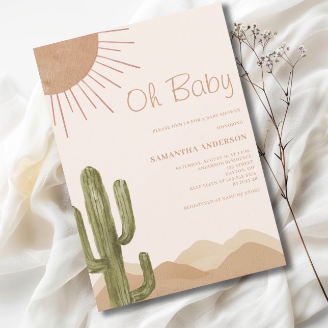 Convite Chá de Bebê Boho Deserto Cactus Oh Baby  (Criador carregado)