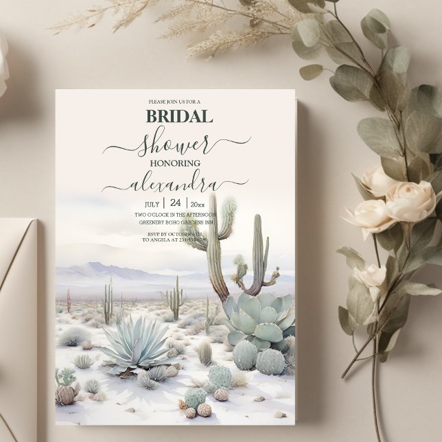 Convite Chá de Bebê Boho Deserto Montanha Aquarela (Criador carregado)