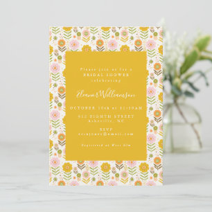 Convite Chá de Bebê Boho Escandinavo Flores Amarelas