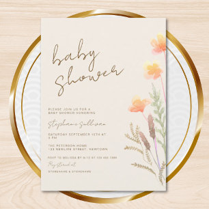 Convite Chá de Bebê Boho Flor Silvestre