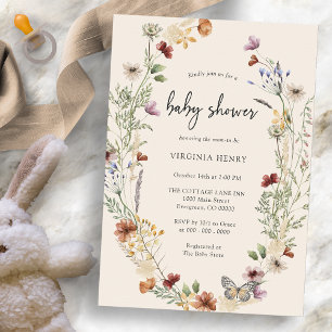 Convite Chá de Bebê Boho Flor Silvestre