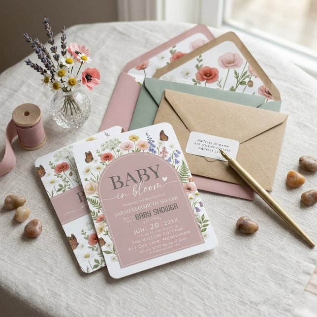 Convite Chá de Bebê Boho Flor Silvestre Baby in Bloom (Criador carregado)