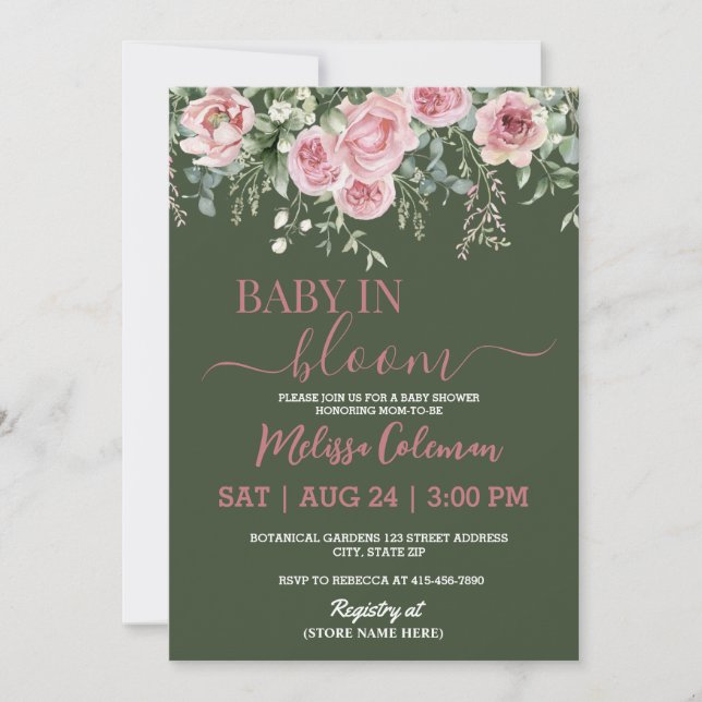 Convite Chá de Bebê Boho Floral Bebê em Flor (Frente)