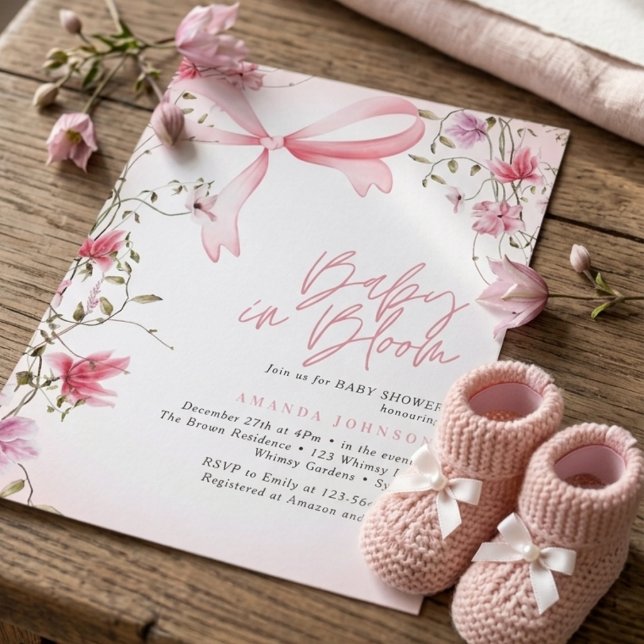 Convite Chá de Bebê Boho Floral Bebê em Flor (Criador carregado)