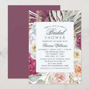 Convite Chá de Bebê Boho Floral de Aquarela Elegante